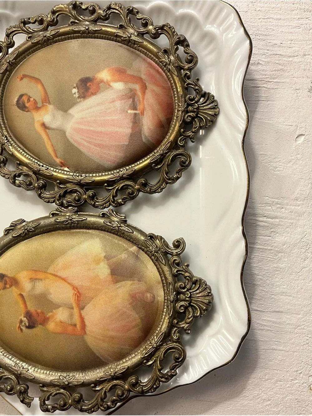 Vintage Ballerina Satin Art Print in Rococo Frame